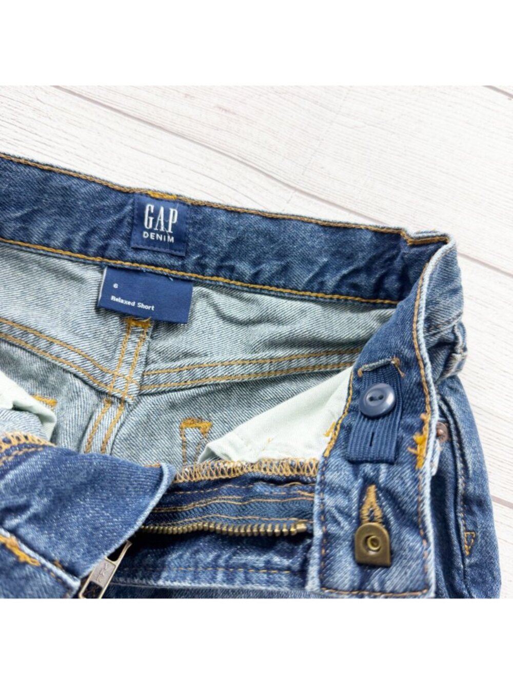 Gap Kids Denim Shorts Relaxed Fit Jean Shorts Classic 5 Pocket Dark Zip 6 - Picture 2 of 3